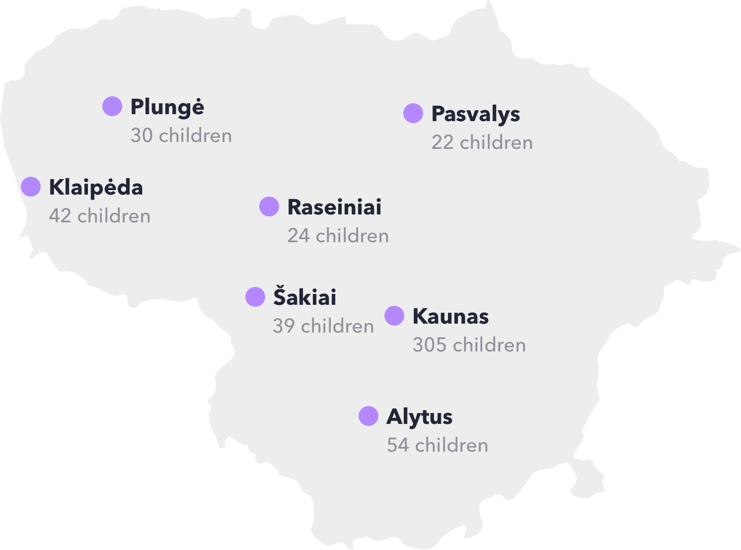 Map of Sourcery for Kids locations in Lithuania